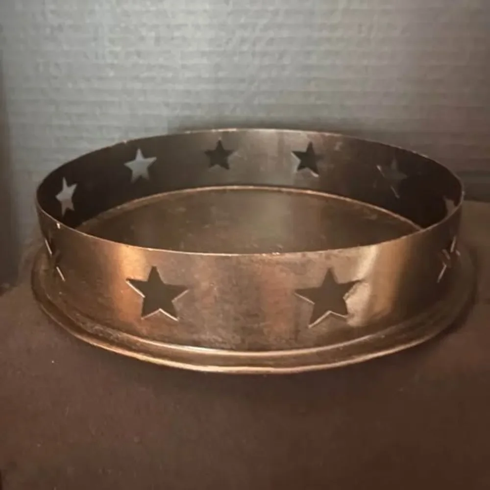 Rustic Farmhouse Traditional Metal Star Tray / Candle Holder Centerpiece